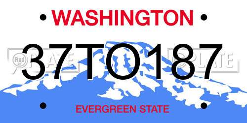 37TO187 Washington License Plate