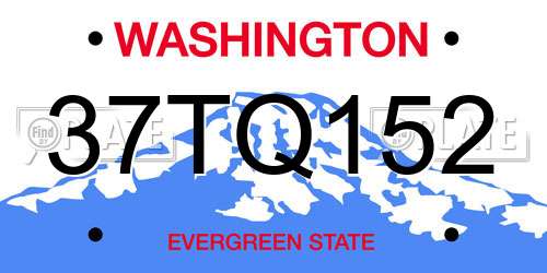 37TQ152 Washington License Plate