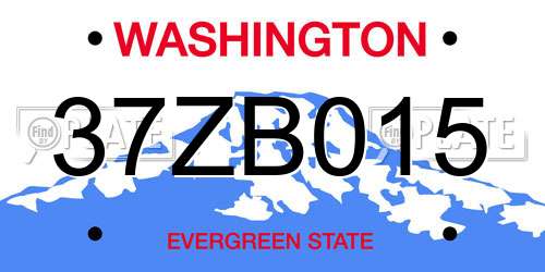 37ZB015 Washington License Plate