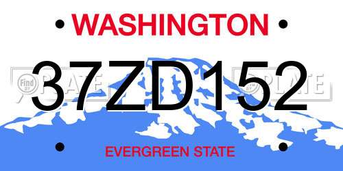 37ZD152 Washington License Plate