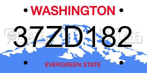 37ZD182 Washington License Plate