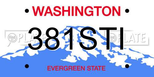 381STI Washington License Plate