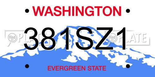 381SZ1 Washington License Plate