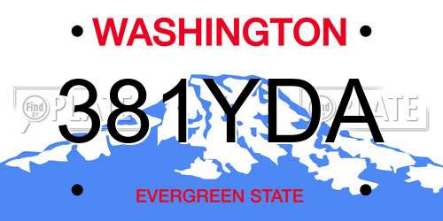 381YDA Washington License Plate
