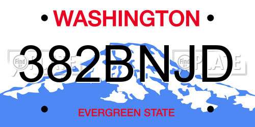 382BNJD Washington License Plate