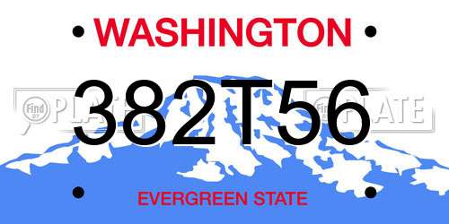 382T56 Washington License Plate