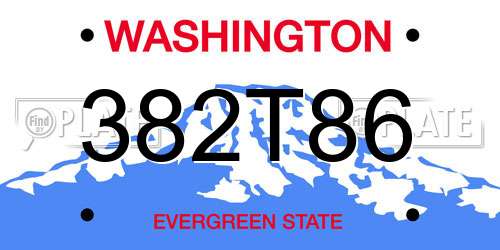 382T86 Washington License Plate