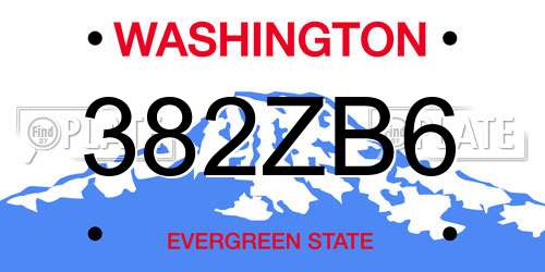 382ZB6 Washington License Plate