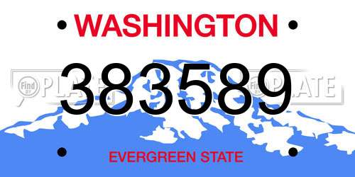 383589 Washington License Plate