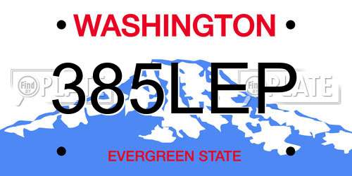 385LEP Washington License Plate
