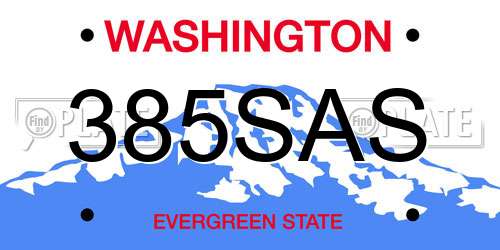 385SAS Washington License Plate