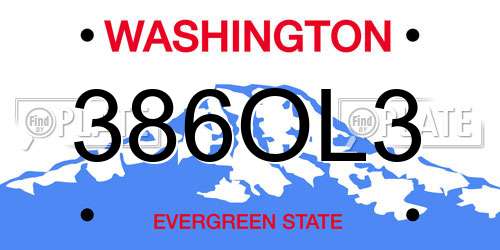 386OL3 Washington License Plate