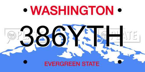 386YTH Washington License Plate