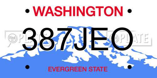 387JEO Washington License Plate