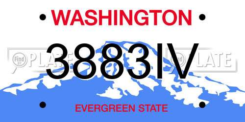 3883IV Washington License Plate