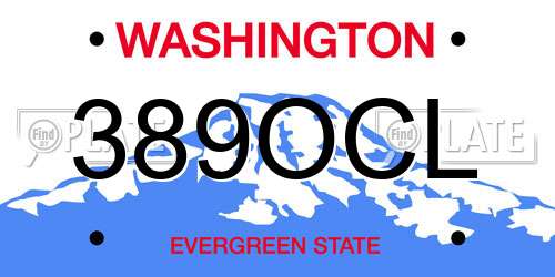 389OCL Washington License Plate