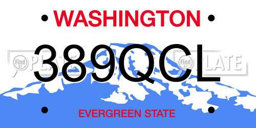 389QCL Washington License Plate