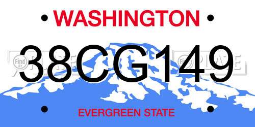 38CG149 Washington License Plate