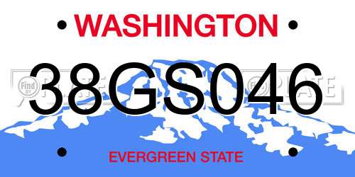 38GS046 Washington License Plate