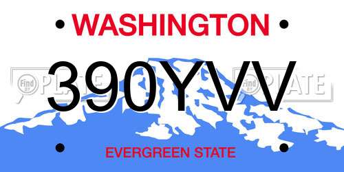 390YVV Washington License Plate