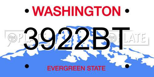 3922BT Washington License Plate