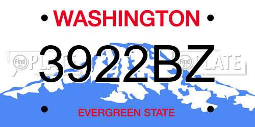 3922BZ Washington License Plate