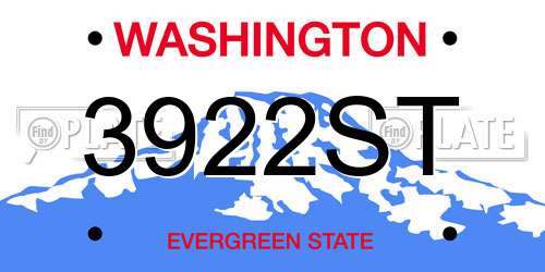 3922ST Washington License Plate