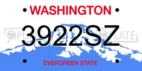 3922SZ Washington License Plate