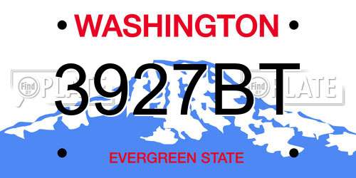 3927BT Washington License Plate