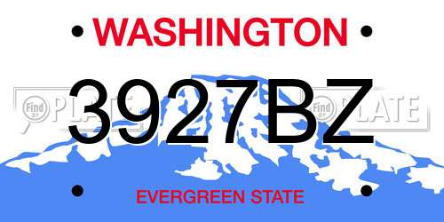 3927BZ Washington License Plate