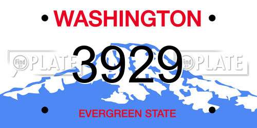 3929 Washington License Plate