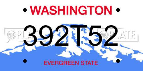 392T52 Washington License Plate
