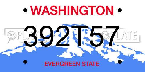 392T57 Washington License Plate