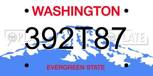 392T87 Washington License Plate