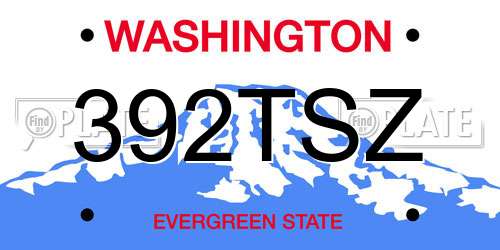 392TSZ Washington License Plate