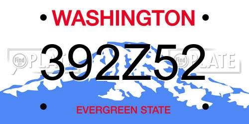 392Z52 Washington License Plate