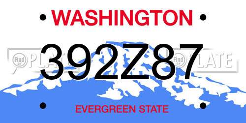 392Z87 Washington License Plate