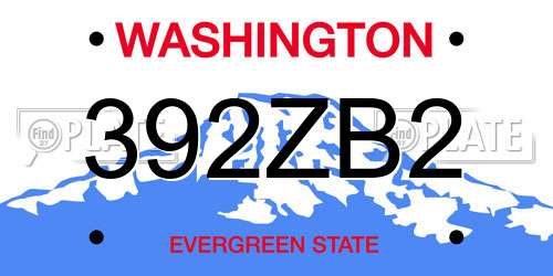 392ZB2 Washington License Plate