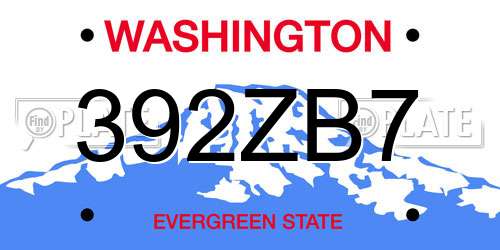 392ZB7 Washington License Plate