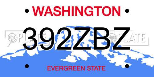 392ZBZ Washington License Plate