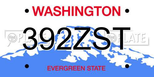 392ZST Washington License Plate