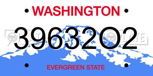 39632O2 Washington License Plate