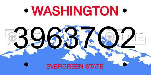 39637O2 Washington License Plate