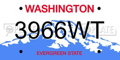 3966WT Washington License Plate