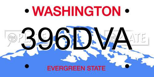 396DVA Washington License Plate