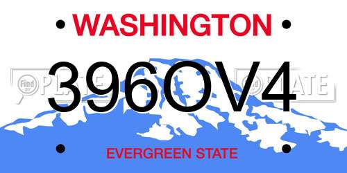396OV4 Washington License Plate