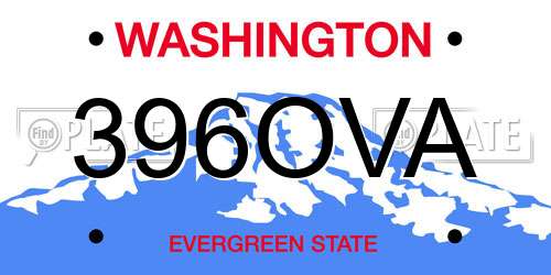 396OVA Washington License Plate