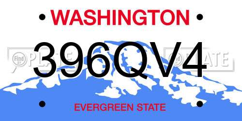 396QV4 Washington License Plate
