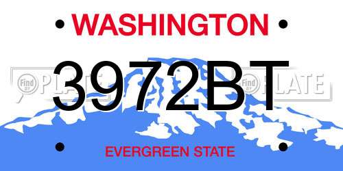 3972BT Washington License Plate