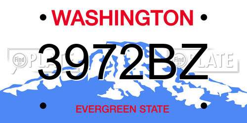 3972BZ Washington License Plate